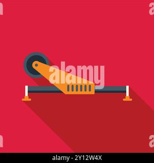 Fahrwerk mit einem Rad, das aus dem Rumpf ragt, auf rotem Hintergrund Stock Vektor