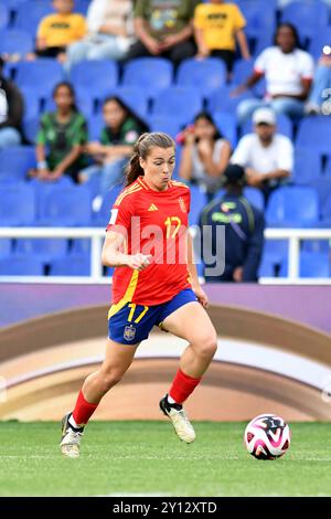 Cali, Kolumbien. September 2024. Lucia Corrales aus Spanien beim Spiel der Gruppe C FIFA U-20-Frauen-Weltmeisterschaft Kolumbien 2024 zwischen Paraguay und Marokko im Olympischen Pascual Guerrero-Stadion in Cali am 4. September 2024. Foto: Alejandra Arango/DiaEsportivo/Alamy Live News Credit: DiaEsportivo/Alamy Live News Stockfoto