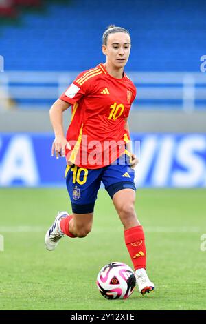 Cali, Kolumbien. September 2024. Julia Bartel aus Spanien beim Spiel der Gruppe C FIFA U-20-Frauen-Weltmeisterschaft Kolumbien 2024 zwischen Paraguay und Marokko im Olympischen Pascual Guerrero-Stadion in Cali am 4. September 2024. Foto: Alejandra Arango/DiaEsportivo/Alamy Live News Credit: DiaEsportivo/Alamy Live News Stockfoto