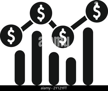 Ein einfacher Finanzplan zeigt ein positives Wachstum mit Dollarmünzen an der Spitze Stock Vektor