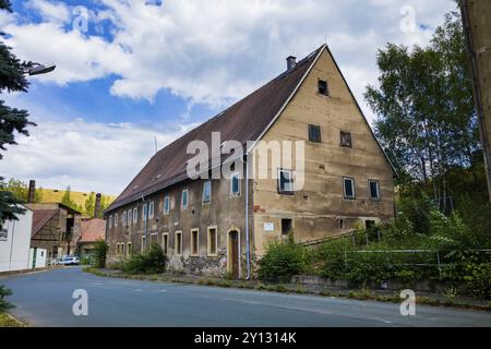 Muldenhuetten ist ein Industriegebiet, das seit dem 1. Januar 2012 zu Freiberg gehört. Sie befindet sich direkt am rechten Ufer der Freiberger Mu Stockfoto