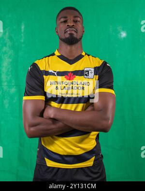 Barrow's Emile Acquah während des Barrow AFC Photocall in der Holker Street, Barrow-in-Furness am Mittwoch, 4. September 2024. (Foto: Ian Allington | MI News) Credit: MI News & Sport /Alamy Live News Stockfoto