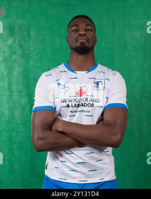 Emile Acquah of Barrow während des Barrow AFC Photocall in der Holker Street, Barrow-in-Furness am Mittwoch, 4. September 2024. (Foto: Ian Allington | MI News) Credit: MI News & Sport /Alamy Live News Stockfoto