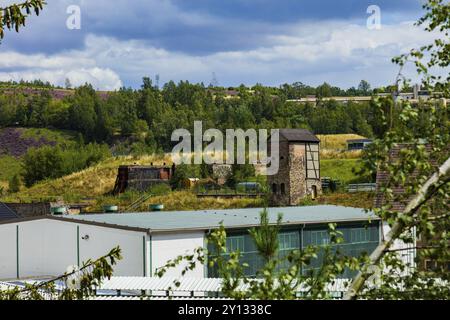 Muldenhuetten ist ein Industriegebiet, das seit dem 1. Januar 2012 zu Freiberg gehört. Sie befindet sich direkt am rechten Ufer der Freiberger Mu Stockfoto