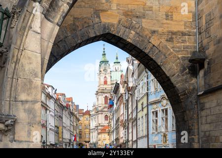 Kleinstadt von der Karlsbrücke in Prag, Tschechische Republik. Stockfoto