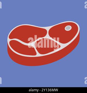 Vektorsymbol für rohes Fleisch. Vektor-Illustration von rohem Rindfleisch. Fleischerschnitte aus rotem Fleisch Stock Vektor