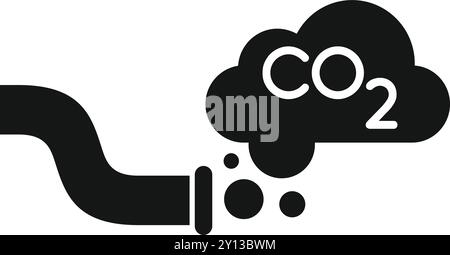 Dieses Vektorsymbol repräsentiert die Emission von Kohlendioxid aus einer Industrierohre und symbolisiert die Umweltverschmutzung Stock Vektor