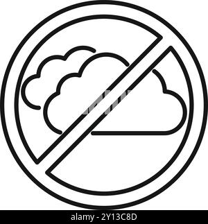 Einfacher Vektor, der eine durchgestrichene Wolke zeigt, was bedeutet, dass kein Cloud Computing erlaubt ist Stock Vektor