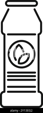Einfaches Symbol einer Reinigungsmittelflasche mit Blattlogo, das eine umweltfreundliche Formel andeutet Stock Vektor