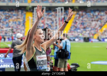 Chorzow, Polen. August 2024. Natalia Kaczmarek aus Polen in der Wanda Diamond League 2024: 400m Frauen im Schlesischen Stadion. (Foto: Grzegorz Wajda/SOPA Images/SIPA USA) Credit: SIPA USA/Alamy Live News Stockfoto