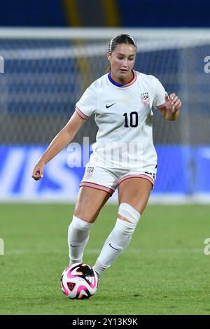 Cali, Kolumbien. September 2024. Ally Lemos aus den Vereinigten Staaten, während des Gruppenspiels der FIFA U-20-Frauen-Weltmeisterschaft Kolumbien 2024 zwischen Marokko und den Vereinigten Staaten, am 4. September 2024 im Olympischen Pascual Guerrero Stadium in Cali. Foto: Alejandra Arango/DiaEsportivo/Alamy Live News Credit: DiaEsportivo/Alamy Live News Stockfoto