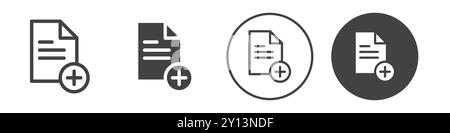 Symbol für Liste hinzufügen einfaches flaches Vektorsymbol Umriss Sammlung Set Logo Stock Vektor