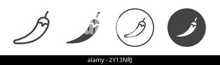 Chili Pfeffer Symbol einfaches flaches Vektorsymbol Outline Kollektion Set Logo Stock Vektor