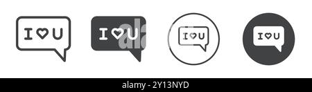 I Love You Message Icon einfaches flaches Vektorsymbol Outline Kollektion Set Logo Stock Vektor