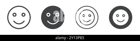 Happy Face Emoji-Symbol einfaches flaches Vektor-Symbol Outline Kollektion Set Logo Stock Vektor