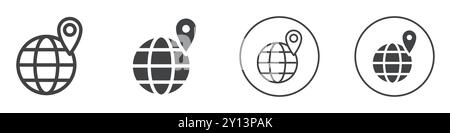 Positionssymbol einfaches flaches Vektorsymbol Umriss Sammlung Set Logo Stock Vektor