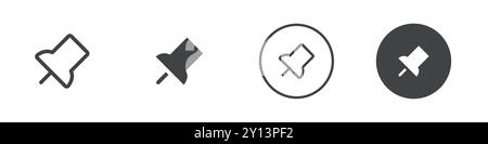 Push Pin Symbol einfaches flaches Vektorsymbol Umriss Kollektion Set Logo Stock Vektor