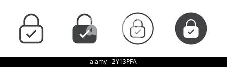 Passwort Sicherheitssymbol einfaches flaches Vektorsymbol Umriss Kollektion Set Logo Stock Vektor