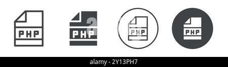 PHP-Dateisymbol einfaches flaches Vektorsymbol Umriss Sammlung Set Logo Stock Vektor