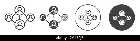 Verbindungssymbol für soziale Netzwerke einfaches flaches Vektorsymbol Umriss Kollektion Set Logo Stock Vektor