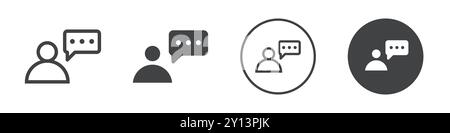 Symbol für die Sprechblase des Benutzers einfaches flaches Vektorsymbol Umriss Kollektion Set Logo Stock Vektor