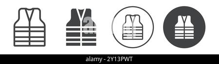 Sicherheitsweste Icon einfaches flaches Vektorsymbol Outline Kollektion Set Logo Stock Vektor