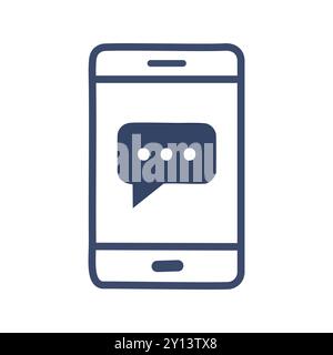 Chat-Symbol des Mobiltelefons. Einfaches Mobiltelefon-Symbol mit einer Chat-Blase, die Kommunikation und Messaging darstellt. Perfekt für Apps, Websites und Präsentationen Stock Vektor