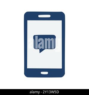 Telefon-Chat-Symbol. Smartphone mit einer Chat-Blase auf dem Bildschirm, die Online-Kommunikation und -Nachrichten darstellt. Stock Vektor