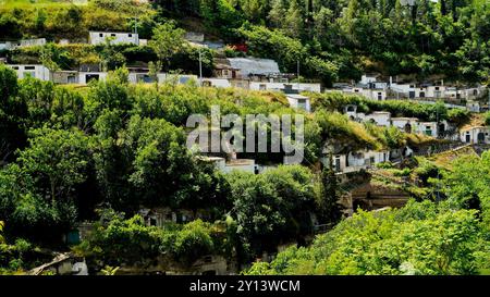 Altes Dorf und urbaner Park der Weinkeller Aglianico di Rapolla. Potenza, Basilicata. Italien Stockfoto