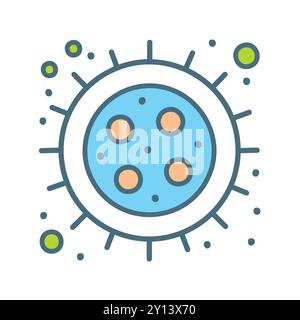 Zelle mit Kern. Illustration einer Zelle mit Kern und Organellen, die Lebenswissenschaften und Biologie repräsentiert. Stock Vektor