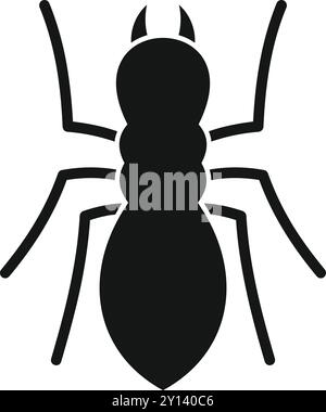Schwarze Silhouette einer Spinne mit acht gespreizten Beinen, von oben betrachtet, isoliert auf weißem Hintergrund Stock Vektor