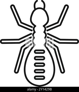 Große schwarze Ameise spreizt ihre Beine, einfache Termitenlinie Symbol Stock Vektor