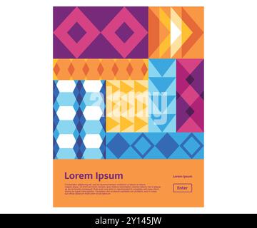 Form Ornament Element Memphis Bauhaus Cover Artwork geometrisches farbenfrohes Design Set Stock Vektor