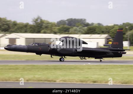 USAF Lockheed U-2 kehrt von einer Mission während der Royal International Air Tattoo 2024 zurück. Stockfoto