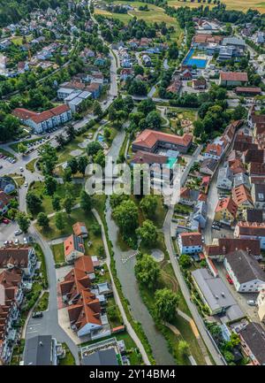 Das schöne Städtchen Beilngries im bayerischen Altmühltal von oben Stockfoto