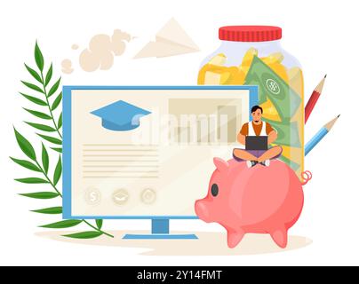 Bildungsgebühren für die Vektorillustration für Online-Lernkurse Stock Vektor