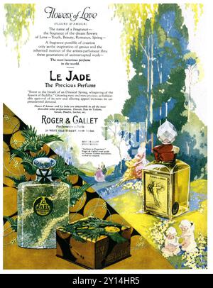 1924 Roger & Gallet „Le Jade“ Parfume-Werbung für Parrot Stockfoto