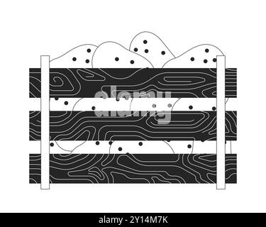 Kartoffeln in rustikaler Kiste 2D-Zeichentrickobjekt Stock Vektor