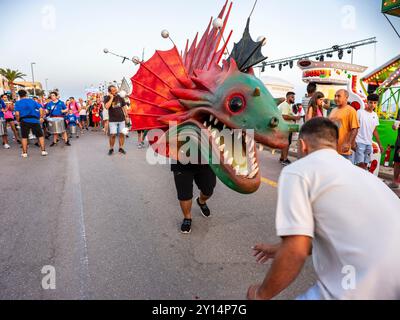 Beliebte Feste von La Rapita am Meer, Campos, Mallorca, Balearen, Spanien. Stockfoto