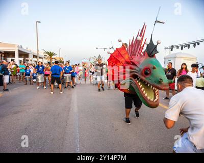 Beliebte Feste von La Rapita am Meer, Campos, Mallorca, Balearen, Spanien. Stockfoto