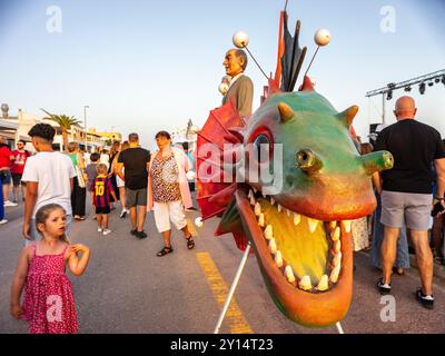 Beliebte Feste von La Rapita am Meer, Campos, Mallorca, Balearen, Spanien. Stockfoto