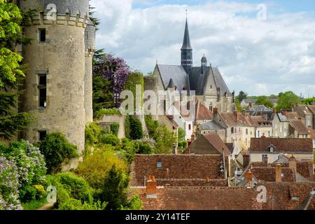 Stiftskirche San Juan Bautista. Gegründet von Imbert de Batarnay im Jahre 1520, Denkmal historique, Burg von Graf Branicki, Montrésor, Departement Indre-et-Loire, Frankreich. Stockfoto