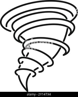 Symbol der schwarzen Linie eines Tornados, der eine Trichterwolke bildet Stock Vektor