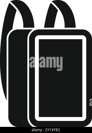 Schwarz-weiß-Symbol eines Schulrucksacks, das Bildung, Lernen und das Leben der Schüler symbolisiert Stock Vektor