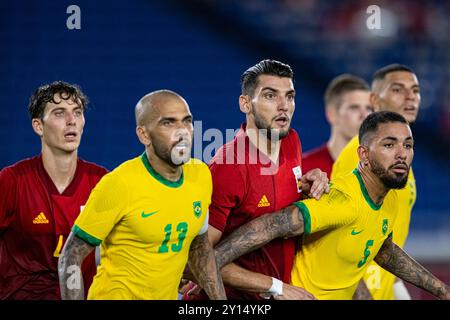 Yokohama, Japan. August 2021. Olympische Spiele: Fußball-Goldmedaillenspiel zwischen Brasilien und Spanien im Internationalen Stadion Yokohama. © ABEL F. ROS Stockfoto