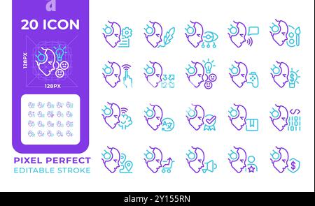 So verwenden Sie AI zwei Farblinien-Symbole Stock Vektor