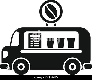 Das Symbol der schwarzen Glyphe eines Coffee Food Trucks, der unterwegs köstliche heiße Getränke anbietet Stock Vektor