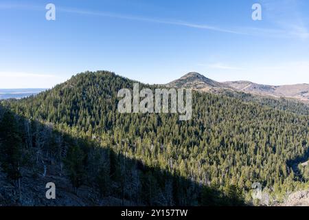 Atemberaubende Aussicht vom Gipfel des Mt. Washburn mit Blick auf den Yellowstone-Nationalpark. Stockfoto