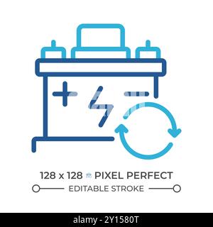 Zweifarbiges Liniensymbol für den Austausch der Fahrzeugbatterie Stock Vektor
