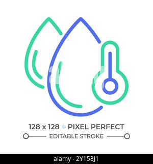 Symbol für Wassertemperatur mit zweifarbigen Linien Stock Vektor